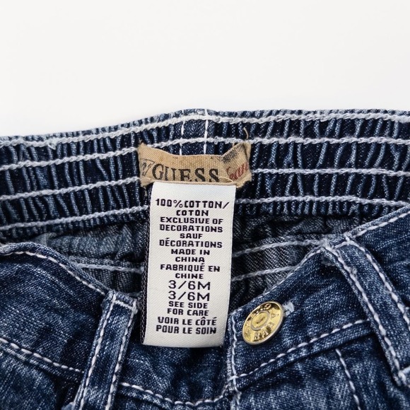 Vintage Guess Jeans Y2K Embroidered Floral Ruffle Hem Denim Jeans Blue Baby 3-6m - Picture 5 of 6